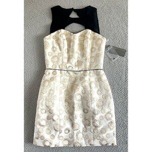 Corey Lynn Calter Mini Dress Metallic Gold Silk Top and Lining‎ Sheath